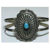 STERLING SILVER TURQUOISE BABY CUFF BRAC. 12.40GR