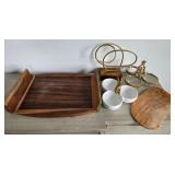 N2 - WOODEN TRAY, CONDIMENT HOLDERS, SCULPTURE
