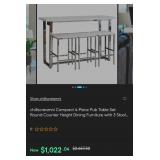 MARBLE & CHROME COUNTER HEIGHT STOOL & TABLE SET