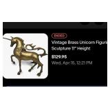 J2 - VINTAGE BRASS UNICORN 11X11" (L6)