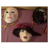 J2 - THREE CERAMIC DECORATIVE MASKS (L49)
