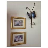 J2 - TWO PIECES FRAMED ART, BUTTERFLY WALL DECOR