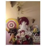 J2 - LOT OF COLLECTIBLE DOLLS, THROW BLANKET (L63)