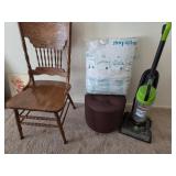 J2 - VINTAGE CHAIR, VACUUM CLEANER, PILLOW (M7)