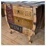 J2 - VINTAGE LICENSE PLATE-CLAD CHEST (R36)