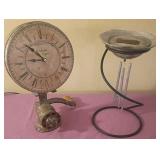 J2 - ANTIQUE DESK CLOCK, SOLAR INDOOR CHIMES (L43)