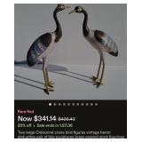 J2 - VINTAGE CHINESE CLOISONNE CRANE SCULPTURES