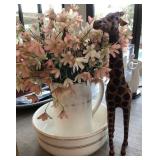 J3 - PITCHER & BASIN W/ FAUX FLOWERS, GIRAFFE