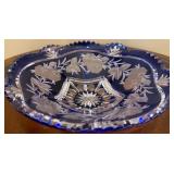 J3 - COBALT BLUE CUT-TO-CLEAR CENTERPIECE BOWL