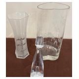 J3 - THREE VINTAGE CRYSTAL VASES (R25)