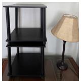 J3 - TWO-TIER SIDE TABLE, TABLE LAMP (C12)