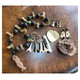 J3 - BEADED NECKLACE, KEY CHAINS, EARRINGS (A82)