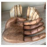 J3 - PAIR OF BOOKENDS, HAND SCULPTURE (A88)