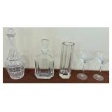 J3 - VINTAGE DECANTERS, VASE & STEMWARE (R21)