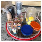 J3 - PLASTIC CUPS, PITCHER, COVERED BOWLS (A58)
