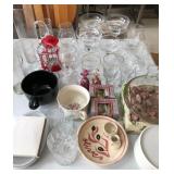 J3 - MIXED GLASSWARE, NAPKIN RINGS, FIGURINES (A40