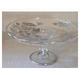 O - VINTAGE GLASS PEDESTAL PLATE (L55)