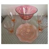 O - 6 PIECES VINTAGE COLLECTIBLE PINK GLASS (E18)