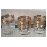 O - THREE MID-CENTURY GOLD-RIMMED TUMBLERS (L147)