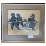 O - NEEDLEWORK ART FRAMED 14X16" (E81)