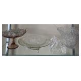 O - VINTAGE GLASS DISH, BOWL, VASE (L131)