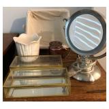 N1 - LIGHTED STAND MIRROR, KEEPSAKE BOXES, BASKET