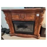 N1 - ORNATE WOOD ELECTRIC FIREPLACE (F1)
