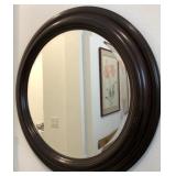 N1 - ROUND FRAMED WOOD WALL MIRROR (H32)