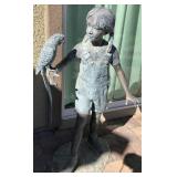 N1 - BRONZE GIRL WITH PARROT STATUE