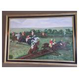 J1 - PAMELA SCHOOLEY FOX HUNT SCENE ART FRAMED