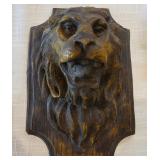 J1 - CARVED WOOD LION WALL PLAQUE (L49)