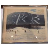 J1 - WINTER SKI SCENE ART FRAMED 13X16" (L54)