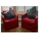 J1 - PAIR OF MATCHING ARM CHAIRS WITH PILLOWS (R2)