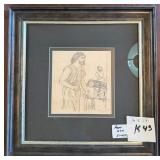 J1 - RARE DRAWING 1939 FRAMED 16X17" (K45)