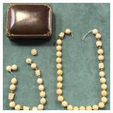 700 - GENUINE IVORY NECKLACE, VINTAGE LEATHER BOX