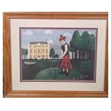 700 - BASSETT ART PRINT VINTAGE GOLFER 26X32"