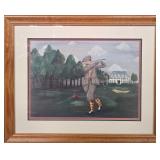 700 - BASSETT ART PRINT VINTAGE GOLFER (E195)