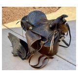 714 - LARGE ANTIQUE WESTERN SADDLE CUSTOM MADE