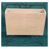 700 - ATOMIC ERA MCM WOOD & IRON MAGAZINE RACK