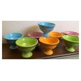 J1 - COLORFUL CERAMIC PEDESTAL BOWLS SET (H151)