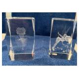 J1 - PAIR LASER ETCHED CRYSTAL BLOCKS (K107)