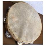 J1 - VINTAGE WOOD TAMBOURINE PERCUSSION INSTRUMENT