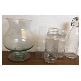 J1 - LOT ASSORTED VINTAGE GLASS JARS (D312)