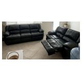 J1 - GORGEOUS BLACK LEATHER RECLINING SOFA SET