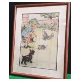 513 - MID-CENTURY READING BOOK ILLUSTRATION FRAMED