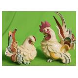 513 - PAIR OF CERAMIC ROOSTER FIGURINES (T51)