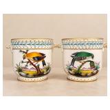 513 - TWO PORCELAIN CACHE POTS (ITALY) (T49)