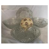 S2 - VINTAGE GLASS SERVING BOWLS, ABERDEEN DISH