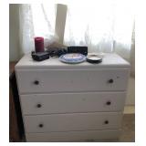 S2 - THREE-DRAWER CHEST, CANDLE, WALL CLOCK