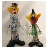 S2 - TWO ART GLASS CLOWN FIGURINES (L119)